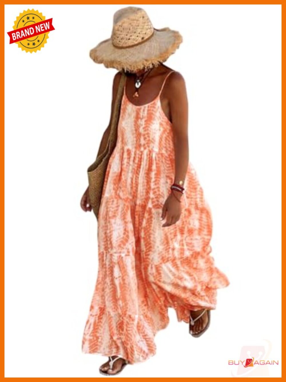 Women's Floral Maxi Dress Spaghetti Strap Scoop Neck Sleeveless Flowy Sundress